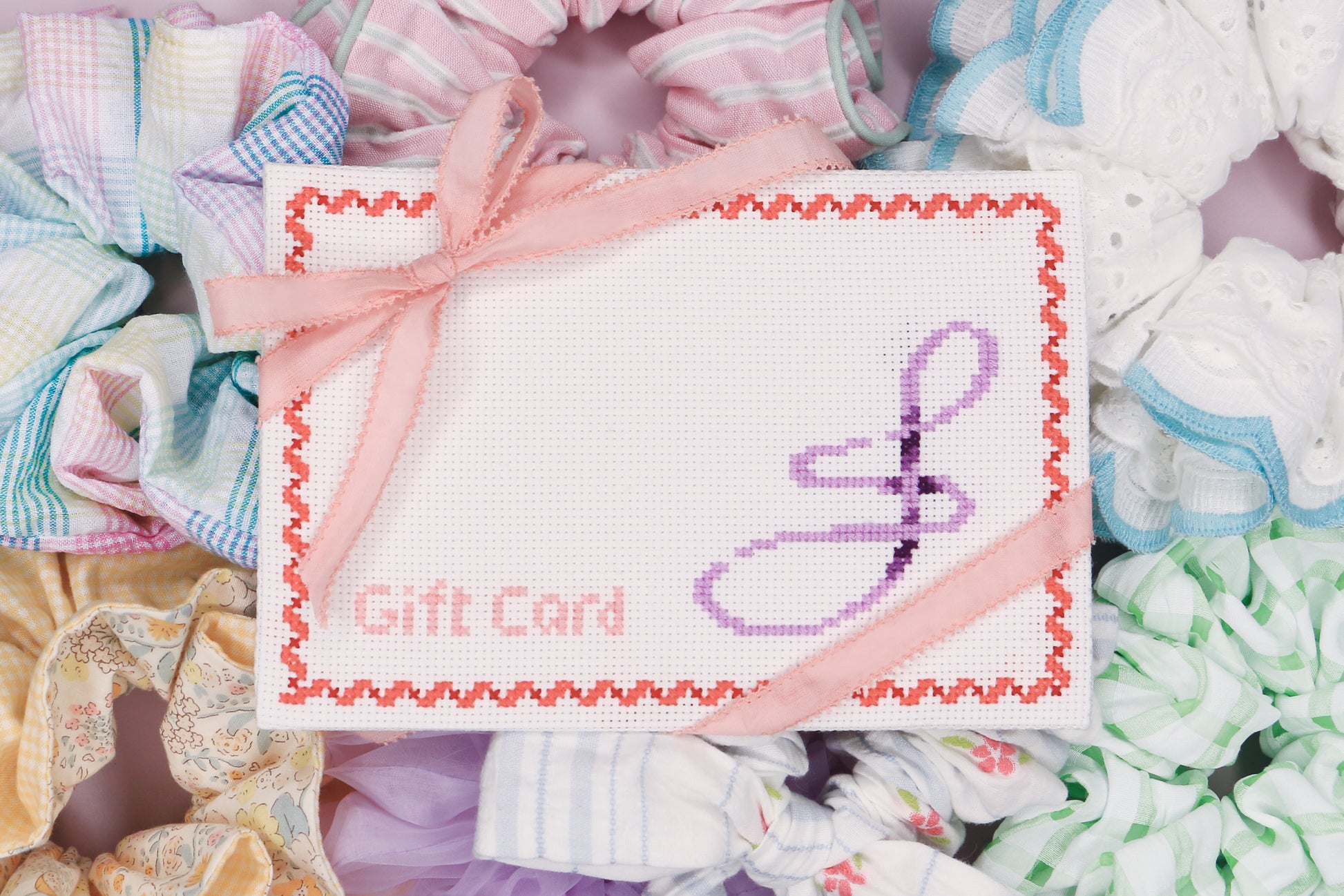 Cross-stitched gift card holder